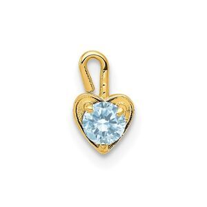 Mar Synthetic Aquamarine 14k Yellow Gold Heart Pendant Enhancer, 5mm